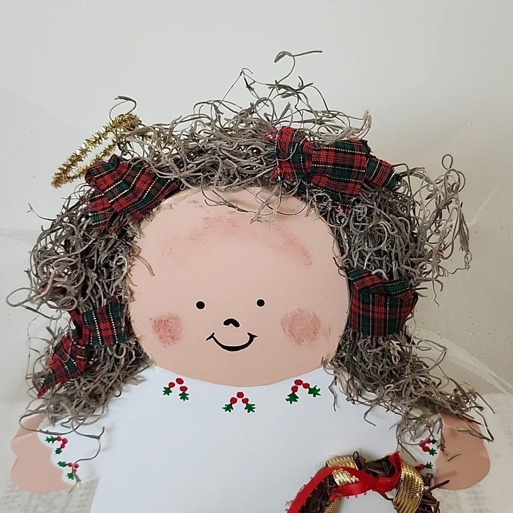 Wooden Angel, handpainted, crafted, christmas decoration, tabletop, kitch